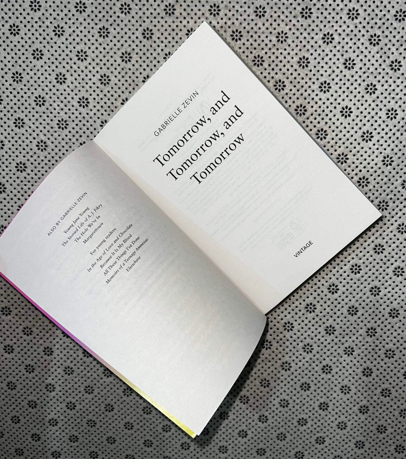 tomorrow and tomorrow and tomorrow by gabrielle zevin 1